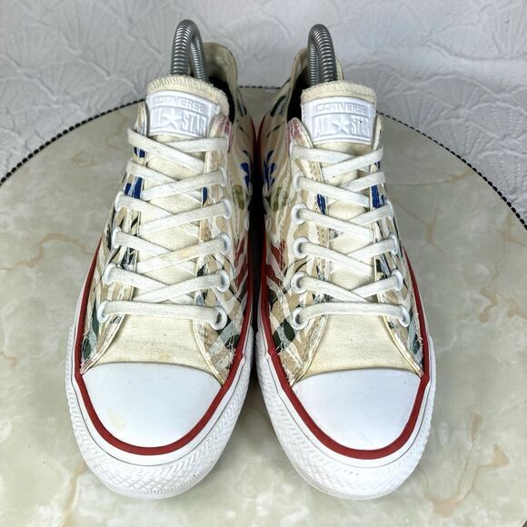 Converse Chuck Taylor Lace Up Sneakers Sz 7.5 Beige Floral Print Streetwear Shoe - Picture 4 of 12